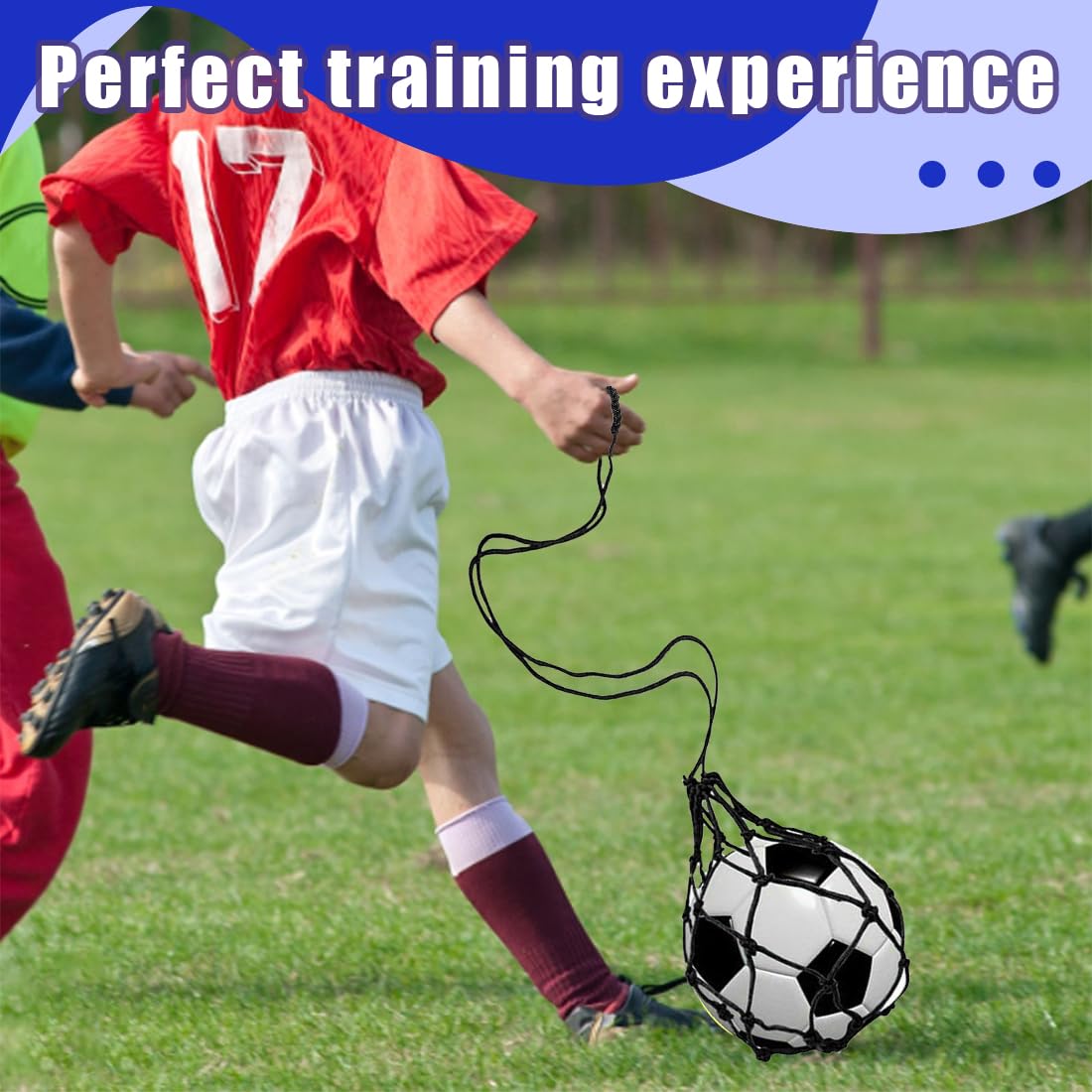 SGERUFZ Fußball Kick Trainer Neto, Neto de Bolsa de Balón Solo Soccer Kick Práctica Ayuda de Entrenamiento Neto de Retorno de Entrenamiento para Niños Jóvenes Adultos Ejercicios de Patada