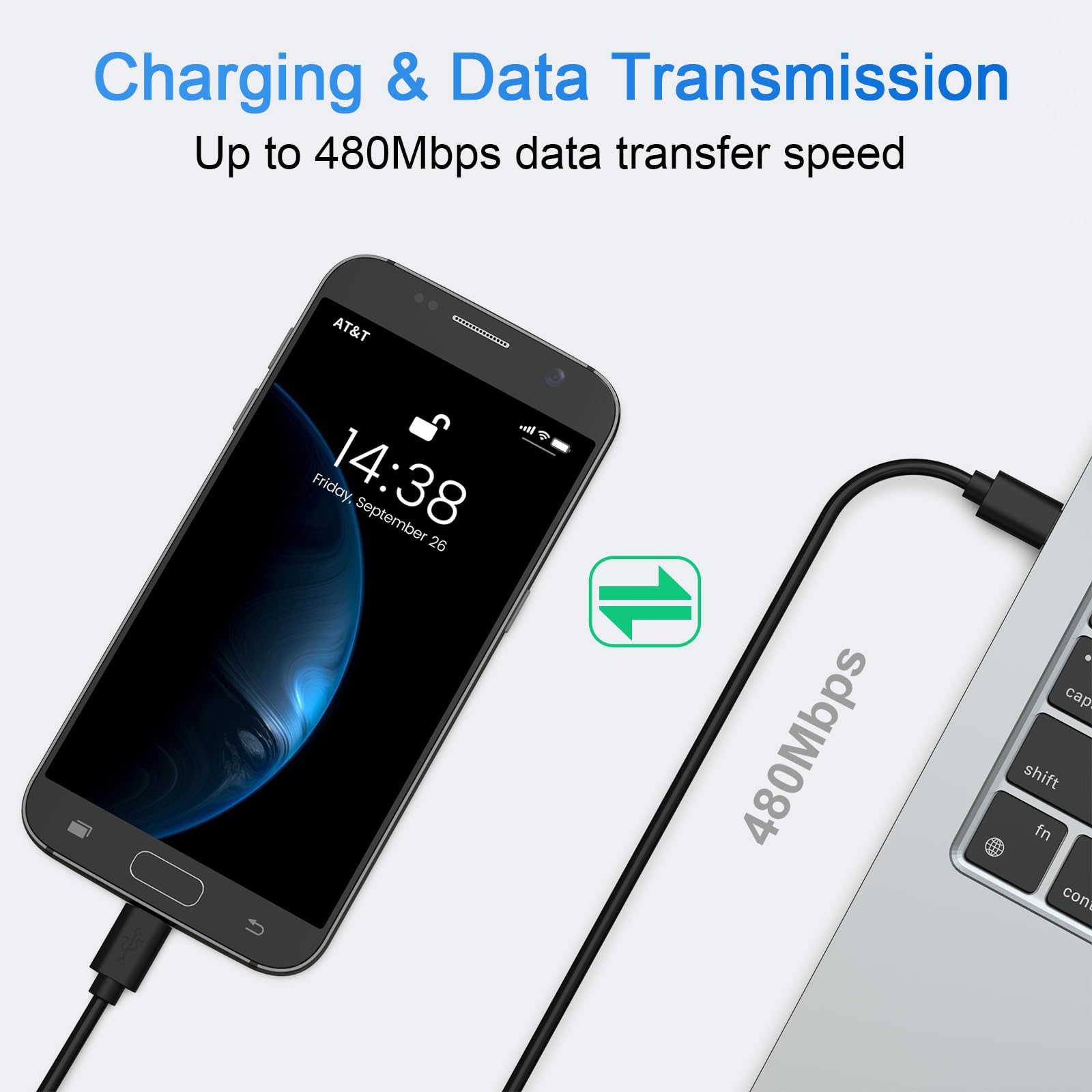 Vanjua USB C to Micro USB Cable 3.3ft (100cm), 3A Fast Charging & 480Mbps Data Sync Cord for Old Android Phones, Kindle, PS4, Xbox One, Power Bank & Tablet — Amazon image 6