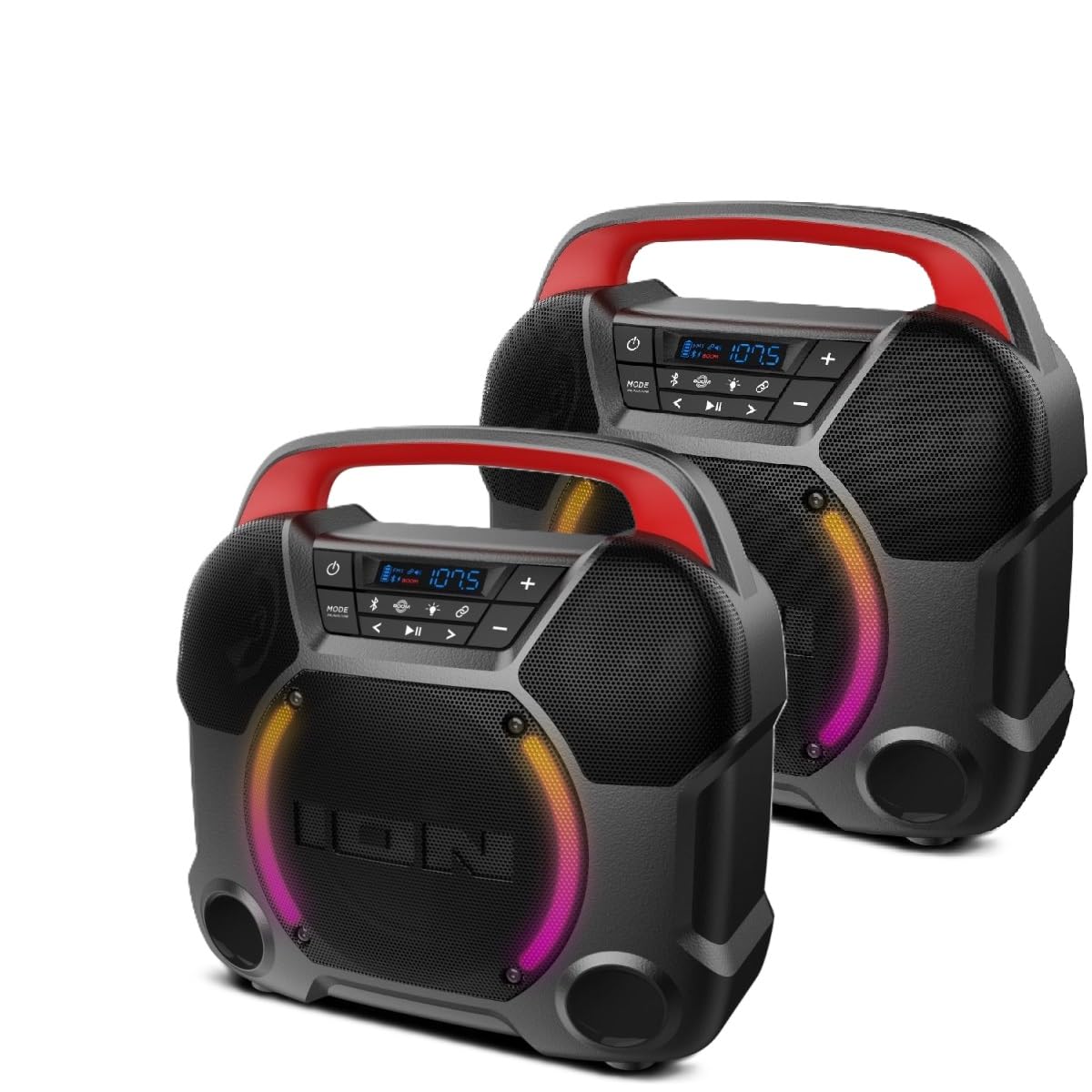 Ion Audio Pathfinder Go Wireless Bluetooth Beach Speaker IPX5 Water-Resistant for Pool Party Music Events, Indoor and Outdoor Parties - 2 Pack Bundle (Renewed)