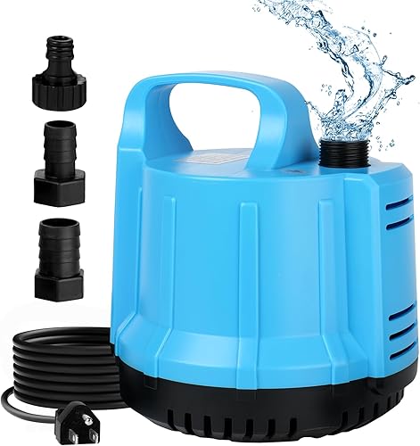 Bomba de agua sumergible de 1200 GPH de 115 W para tanque de peces grande de 140-300 galones, estanque, acuario, fuente, drenaje de piscina, sistema