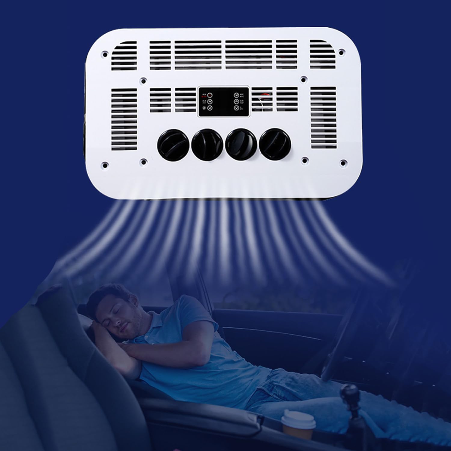 Klimatyzator dachowy 2200 W chłodzenie i ogrzewanie do kamperów, ciężarówek, kamperów, 24 V 12 V 48 V 60 V 72 V, z wyświetlaczem temperatury, energooszczędna konstrukcja