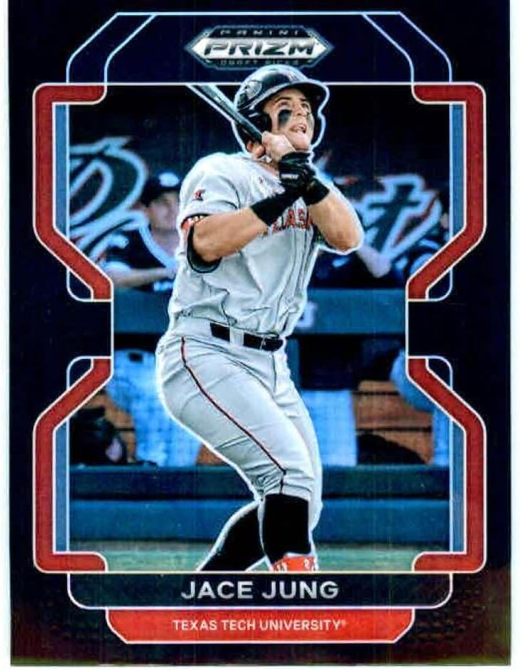 2022 Panini Prizm Draft Picks Prizms Black #12 Jace Jung RC Rookie Texas Tech Red Raiders Baseball Trading Card