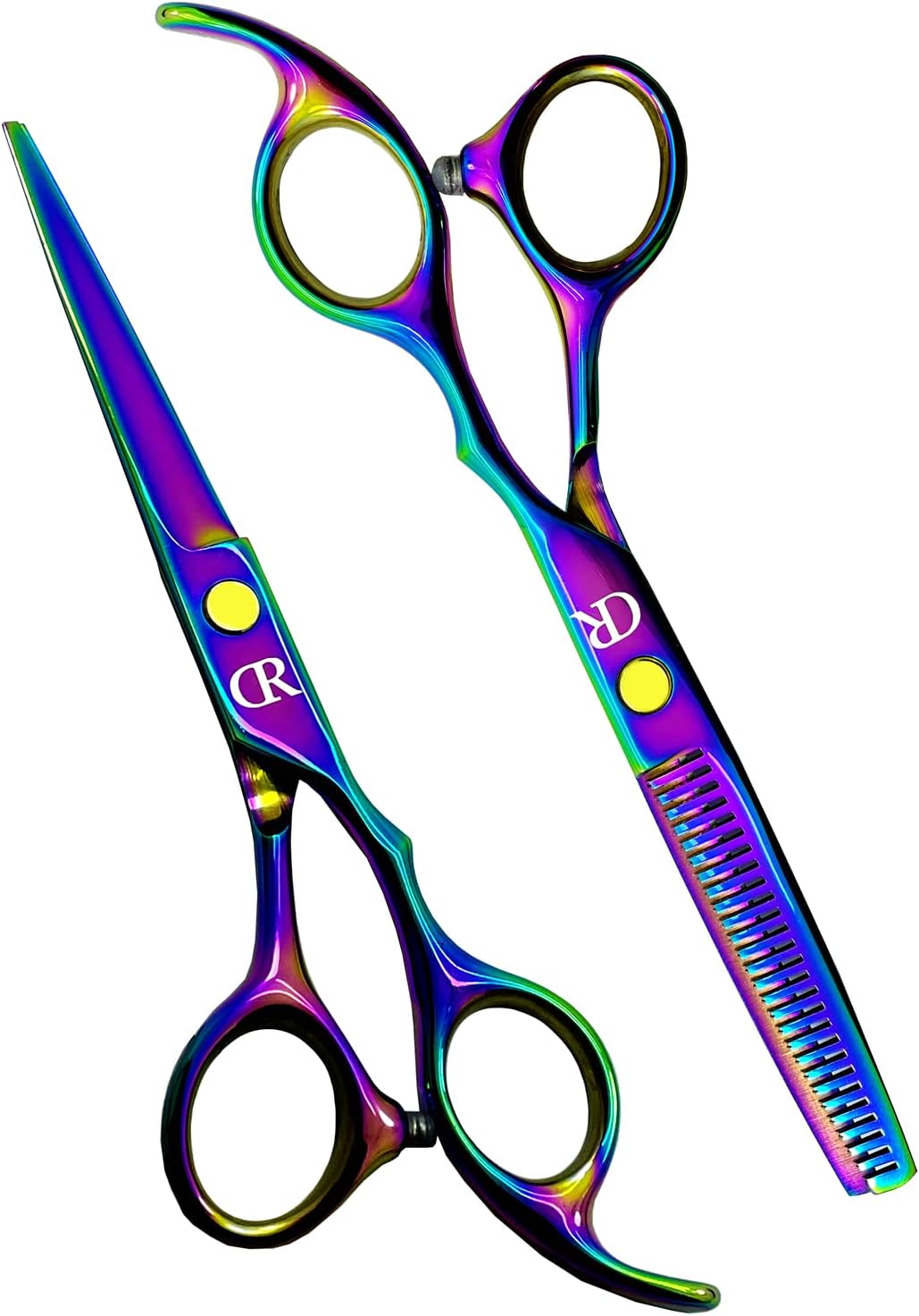 Professional Hair Cutting Shears Set,6 Inch Barber hair Cutting Scissors Thinning Shears Sharp Blades Hairdresser Haircut For Women/Men/kids 420c Stainless Steel Rainbow Color (C) : Beauty & Personal Care