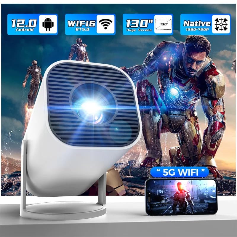 OBEST Mini Proiettore Portatile 4K 1080P HDR con WIFI 6 e BT5.2,Videoproiettore ruotabile di 180°,Piccolo Proiettore Home Theatre con Correzione Trapezio Automatica Compatibile con TV Stick/Windows
