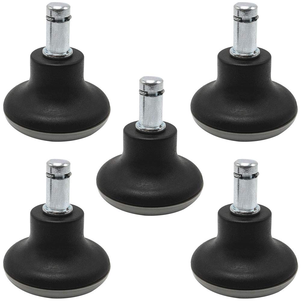 Carkio High Profile Bell Glides Replacement, 5 PCS 7/16" x7/8"(11x22mm) Stem Stationary Nylon Castors Glide Compatible with Office Chair or Stool,Gray