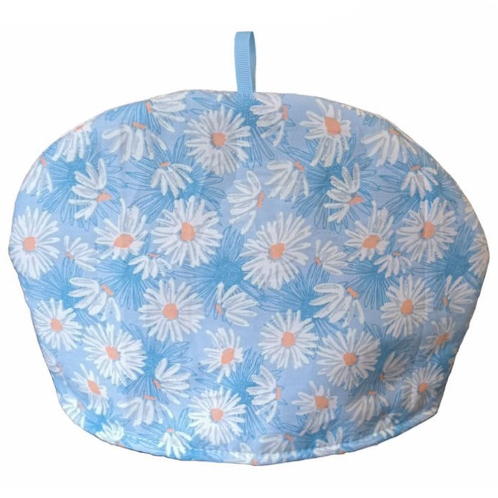 Vintage Tea Cozies, Nature Cotton Tea Pot Warmer, Teapot Dust Proof Insulated Covers Tea Kettle Quilt for Kitchen Home Table Hotel Tea Party Restaurant (Blue Daisy)