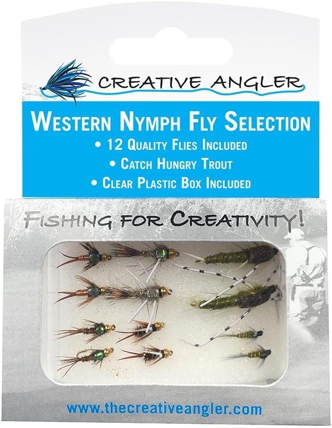 Western Nymph Fly Selection for Fly Fishing. 12 Trout Flies