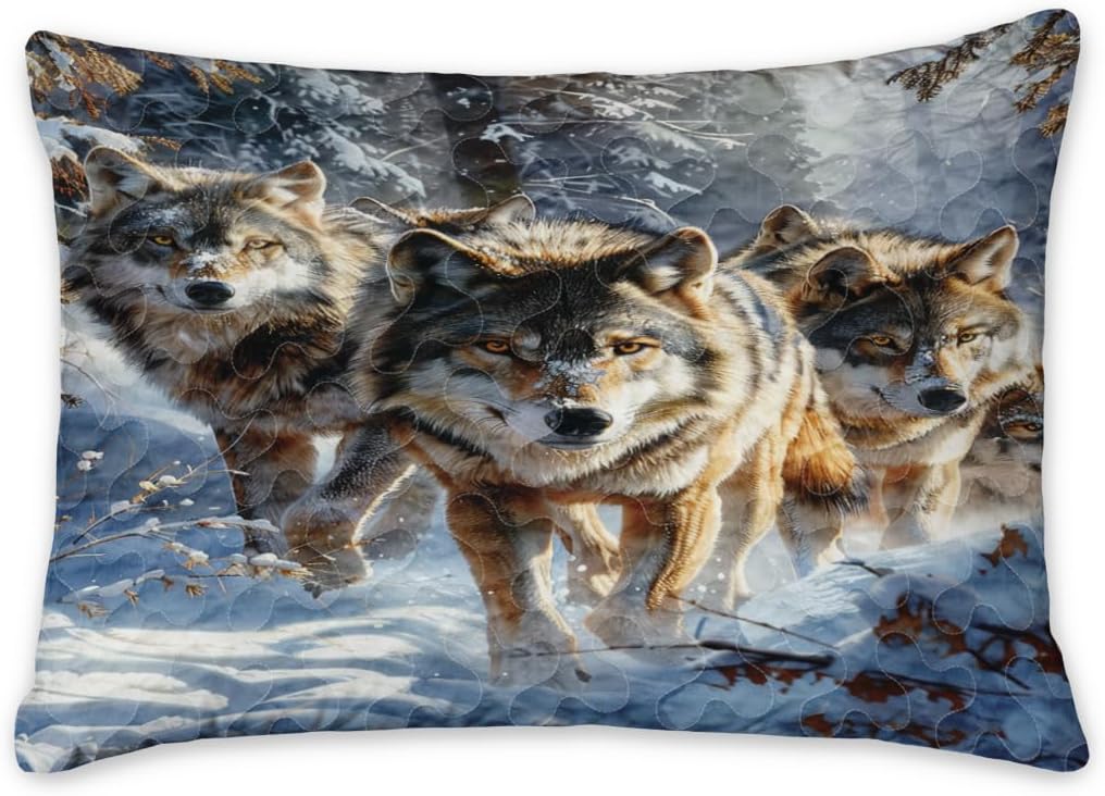 Customized Wolf Quilt - Queen, King, Twin Size and Throw - Winter Wolves Sheet Set - Decor for Boys Girls Room