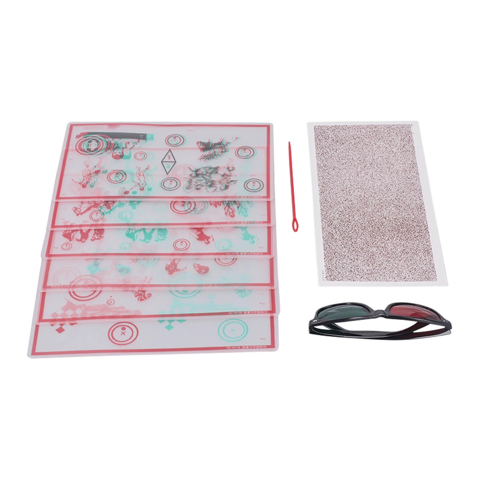 Vectogramas Fijos de Color Rojo y Verde, Tranaglifo Fijo de Color Rojo y Verde con Gafas, Vectogramas de Prueba Estéreo de Color Rojo y Verde, Tabla de Prueba de Baja Visión para