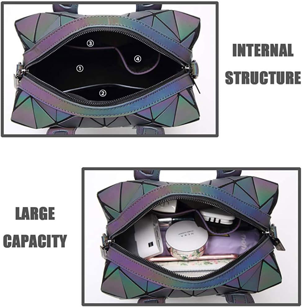 Handbags Womens Geometric Luminous Purse bags Ladies Top Handle Satchel Bags - Image 6