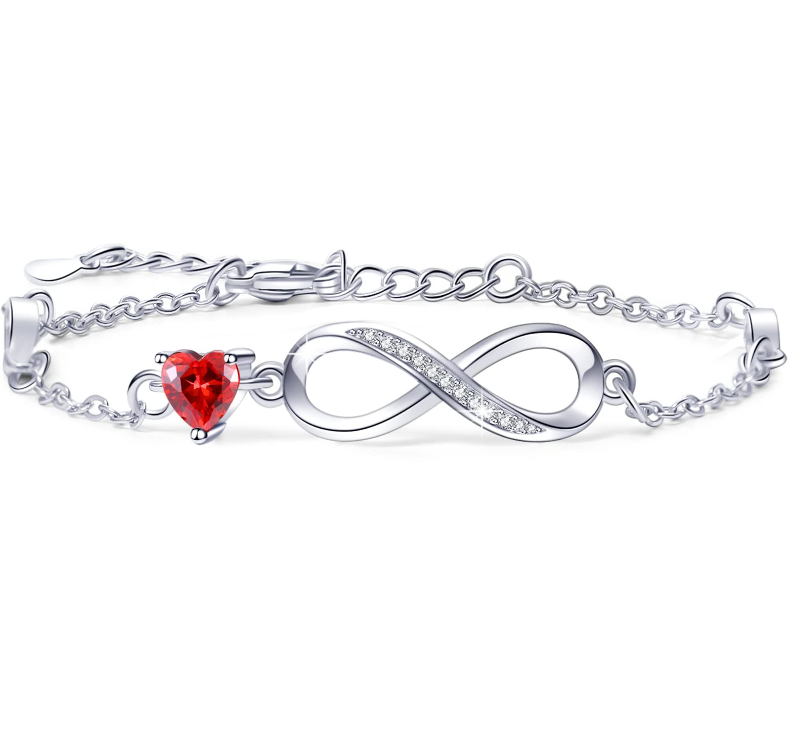 Tusuzik Regalos para Mujer,Pulsera Mujer Plata de Ley 925 Amor Infinito Pulsera con Caja Regalo para Mujeres Madre Mamá