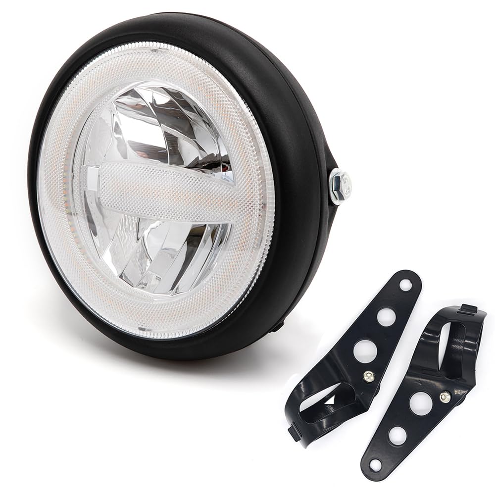 Motorrad scheinwerfer 7'' LED Runder Frontscheinwerfer Mit Halterung für Cafe Racer bobber Chopper V Rod CB900 CB400 CB750 CB1300 CB1100 Hornet 250 (Style B)