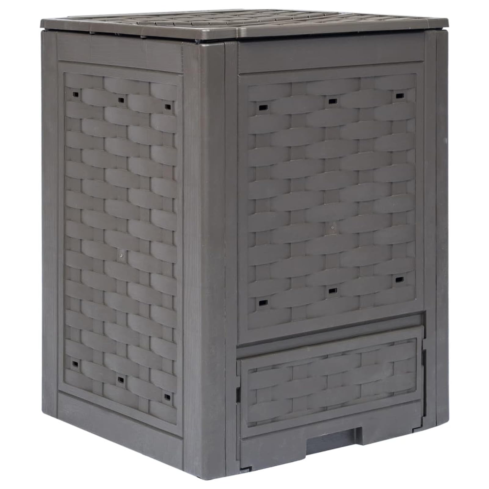 Compostiera Giardino Marrone 60x60x83 cm 300 L Rattan Plastica,Compostiera da Giardino,Compostiera Domestica