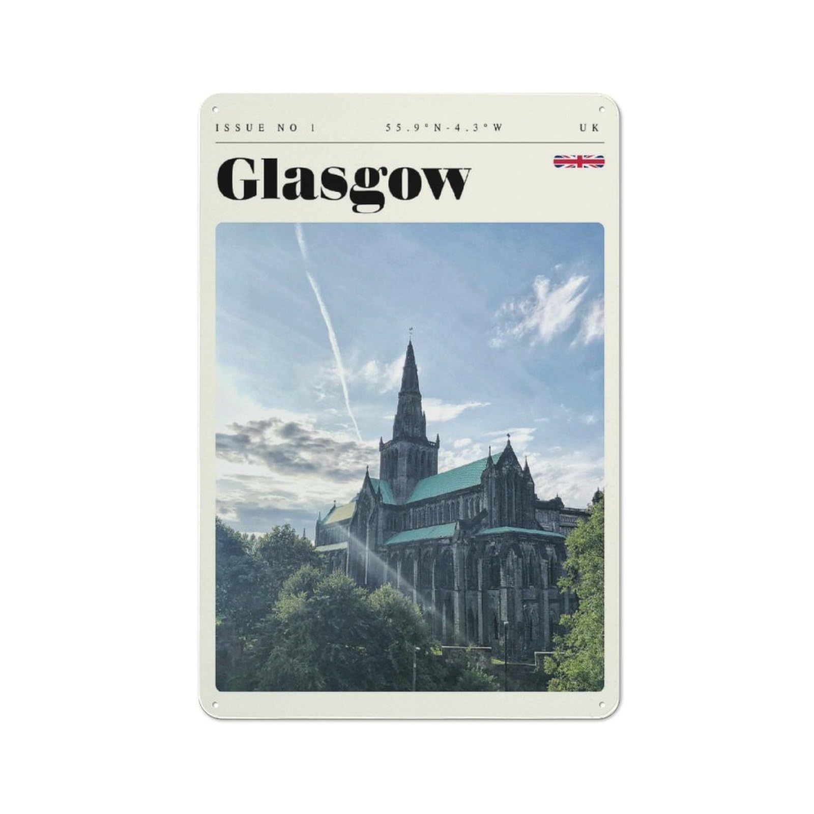 Junmoney Style-13 Vintage Metal Sign 30X20cm Featuring Glasgow Scotland Travel Art For Pub Or Café, Wall Decor For People Reorganising Pub And Café