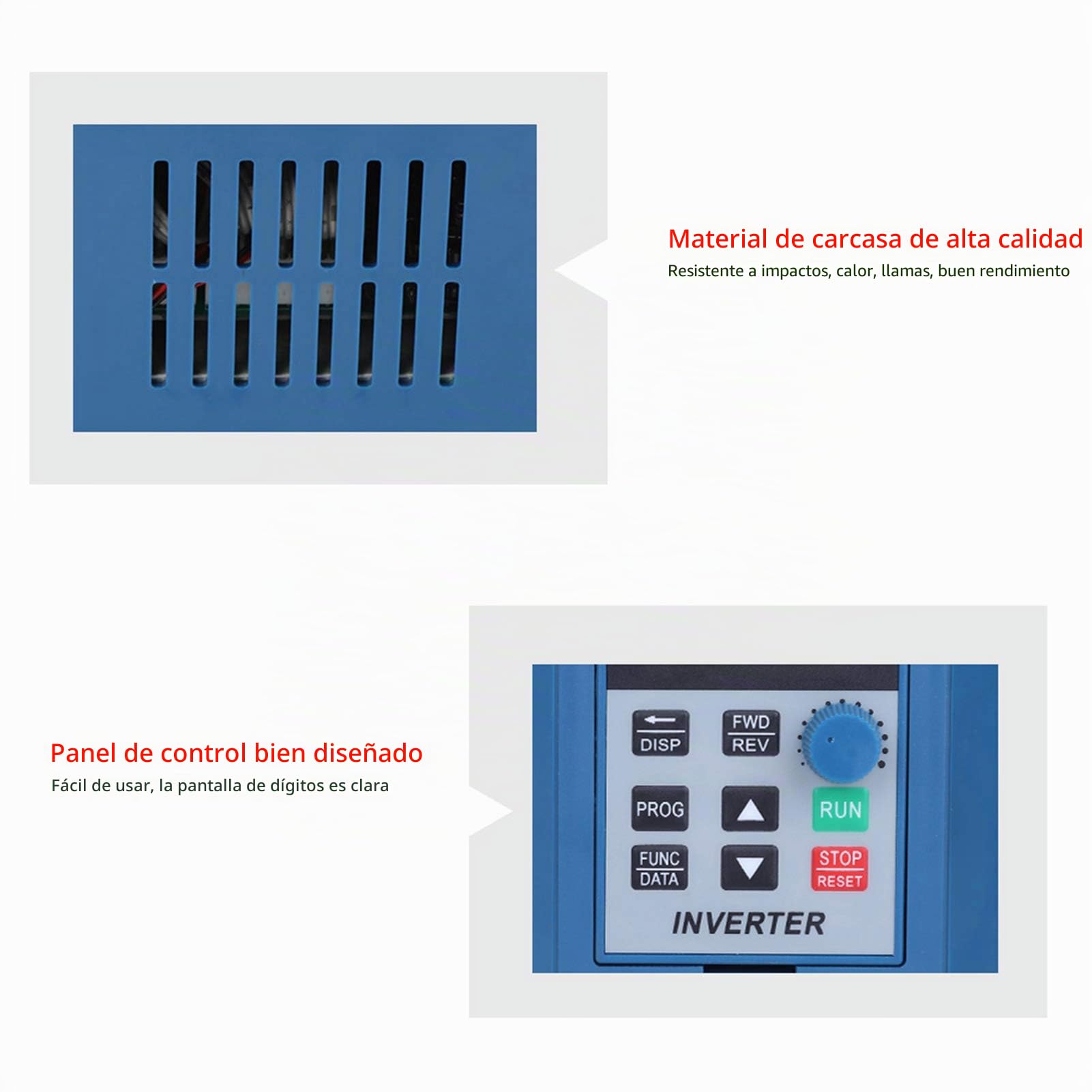 Variador de Frecuencia, Trifásico 380VAC 4KW 12A VFD Convertidor de Frecuencia de Inversor Profesional PWM Controlador de Velocidad de Alta Precisión para Control de Velocidad del Motor del Husillo