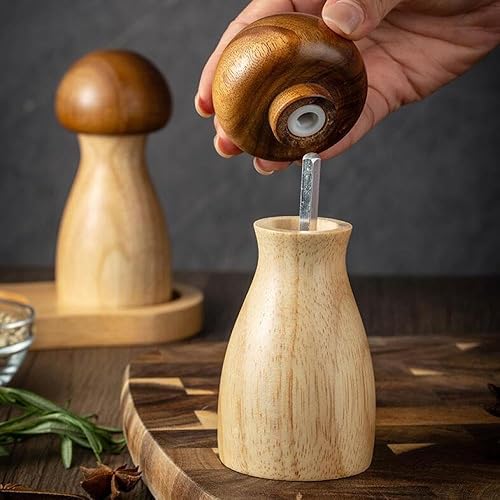 Miniatura 4 de Sizikato Molinillo de pimienta de madera con hongos lindos 2pcs
