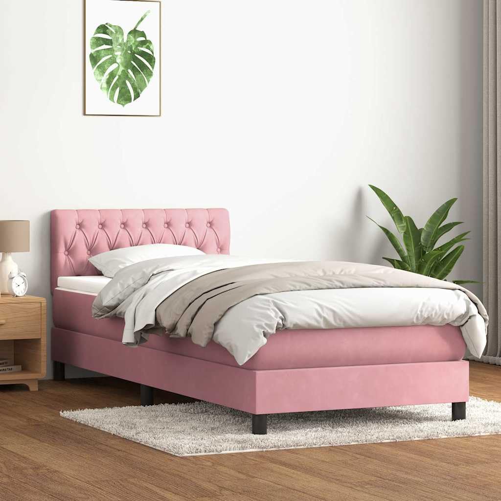 vidaXL Łóżko kontynentalne z materacem, różowe, 90x210 cm