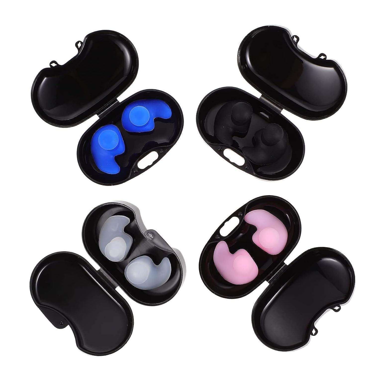 Silicone Reusable Earplugs, 4 Pairs Noise-Reduction Ear Plugs for Sleeping, Waterproof, Swimming, Concerts, Airplanes, Travel & Work