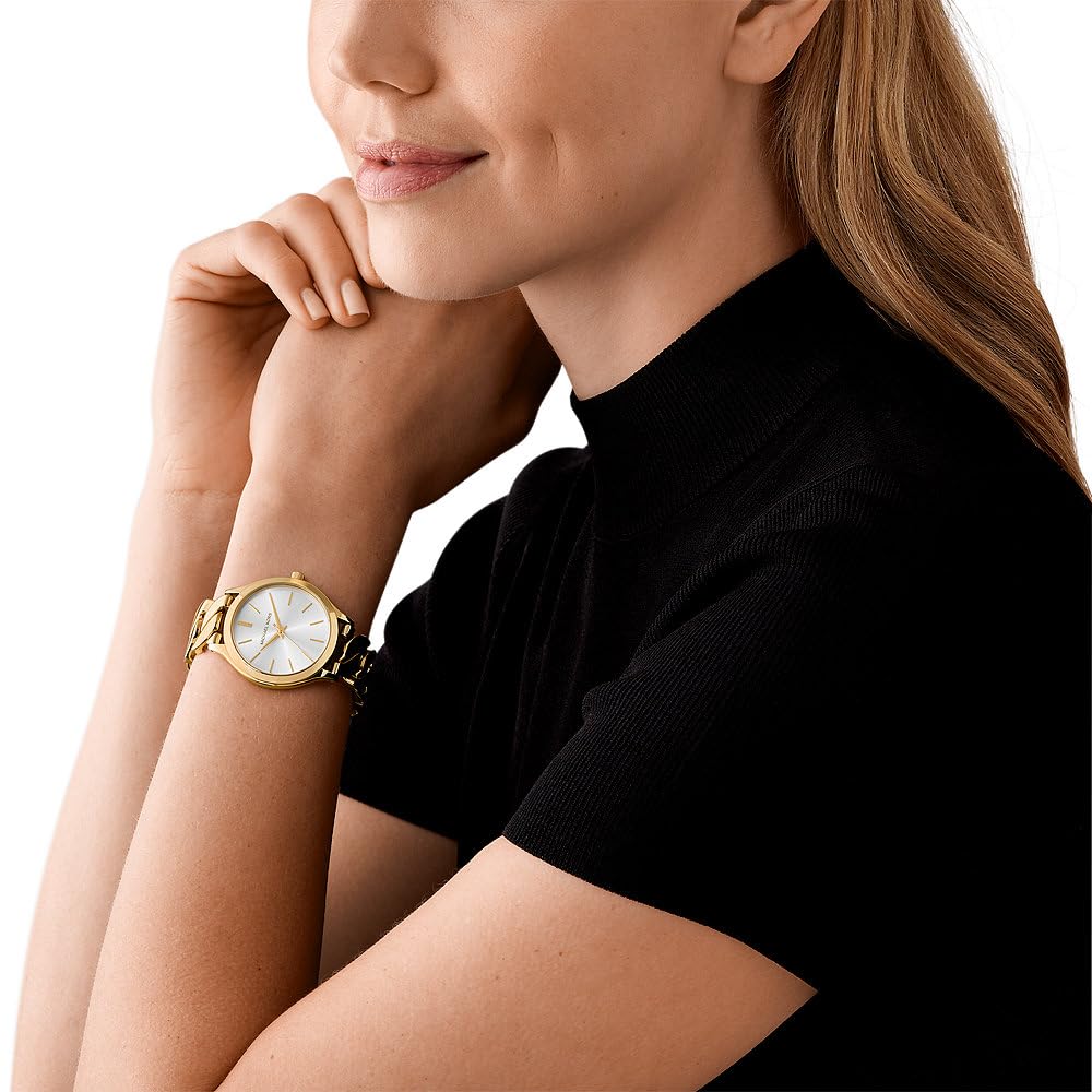 Michael Kors Orologio Runway da donna, Movimento al quarzo a tre lancette con cinturino in acciaio inossidabile, ceramica o pelle