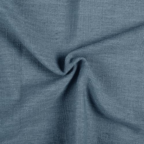 Image of TWOPAGES 42 inch inch W x 36 inch inch L Linen Blend Cafe Curtains for Kitchen Window, Light Filtering Pinch Pleated Tier Curtains, Modern Farmhouse Half Window Curtains for Bathroom, Aegean Blue, 2 Panels