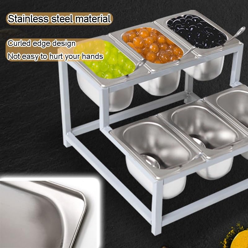 Estante para especias y bandeja para servir, organizador de cocina para encimera o parrilla, metal inoxidable