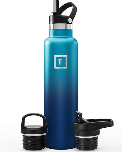 Miniatura 18 de IRON °FLASK Frasco de hidratación para acampar y senderismo con pajilla, botella de agua deportiva de acero inoxidable con aislamiento de boca Dark