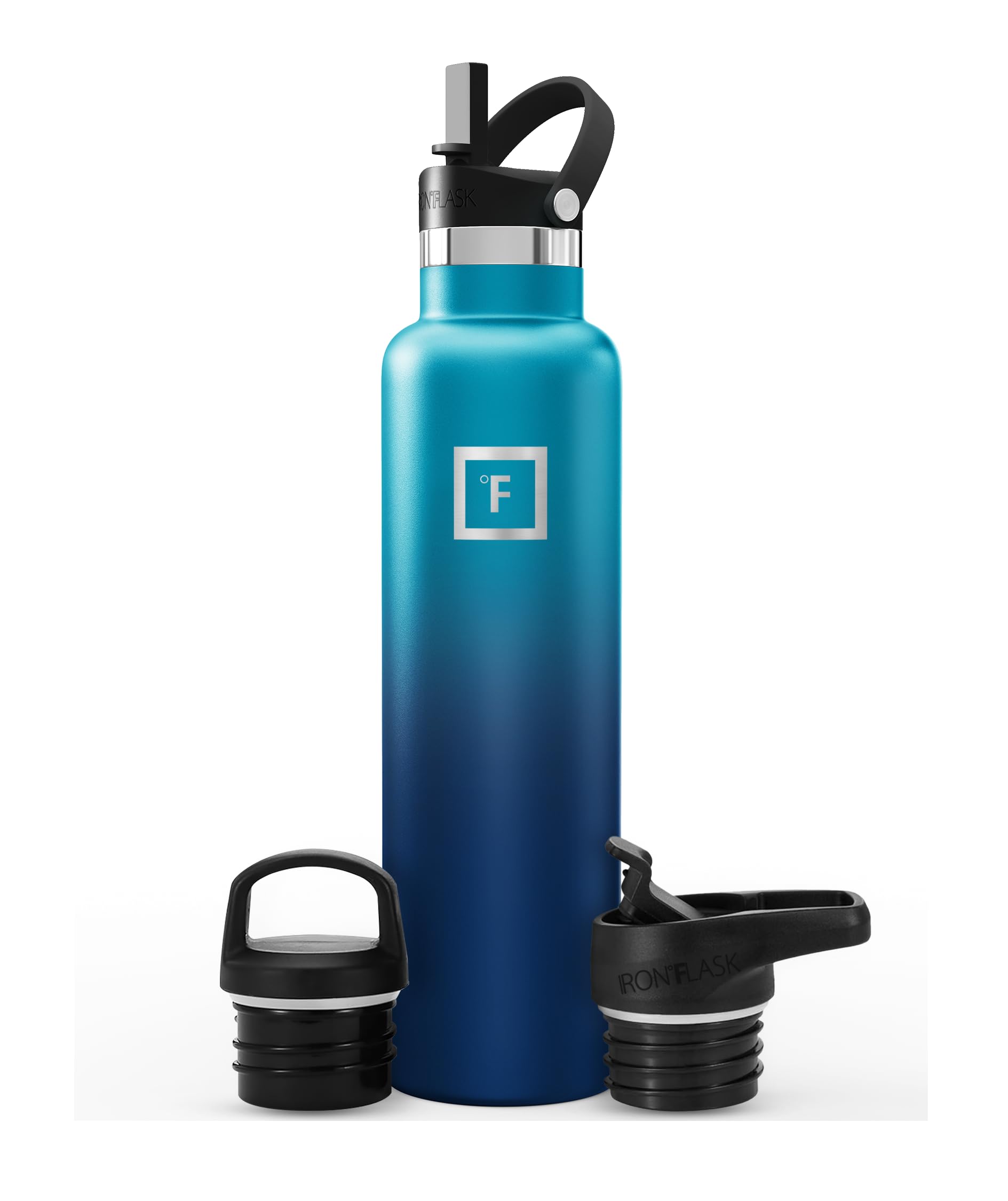 Camping & Hiking Hydration Flask with Straw, BPA-Free Insulated Stainless Steel Sports Water Bottle - 24 oz Dark Night