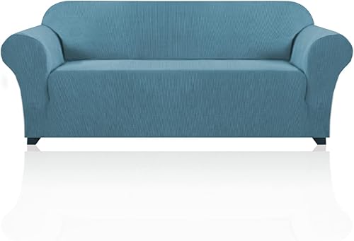 Miniatura 96 de PrinceDeco Funda elástica para sofá de 3 cojines, protector de muebles con parte inferior elástica antideslizante, apta para perros (sofá, azul Azul
