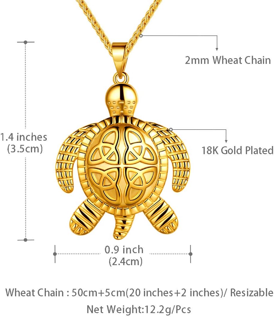 beautlace Turtle Necklaces/Rings Celtic Knot Pendant Silver/18K Gold/Black Gun Plated Animals Necklace Jewelry Gifts for Men and Women - Image 6