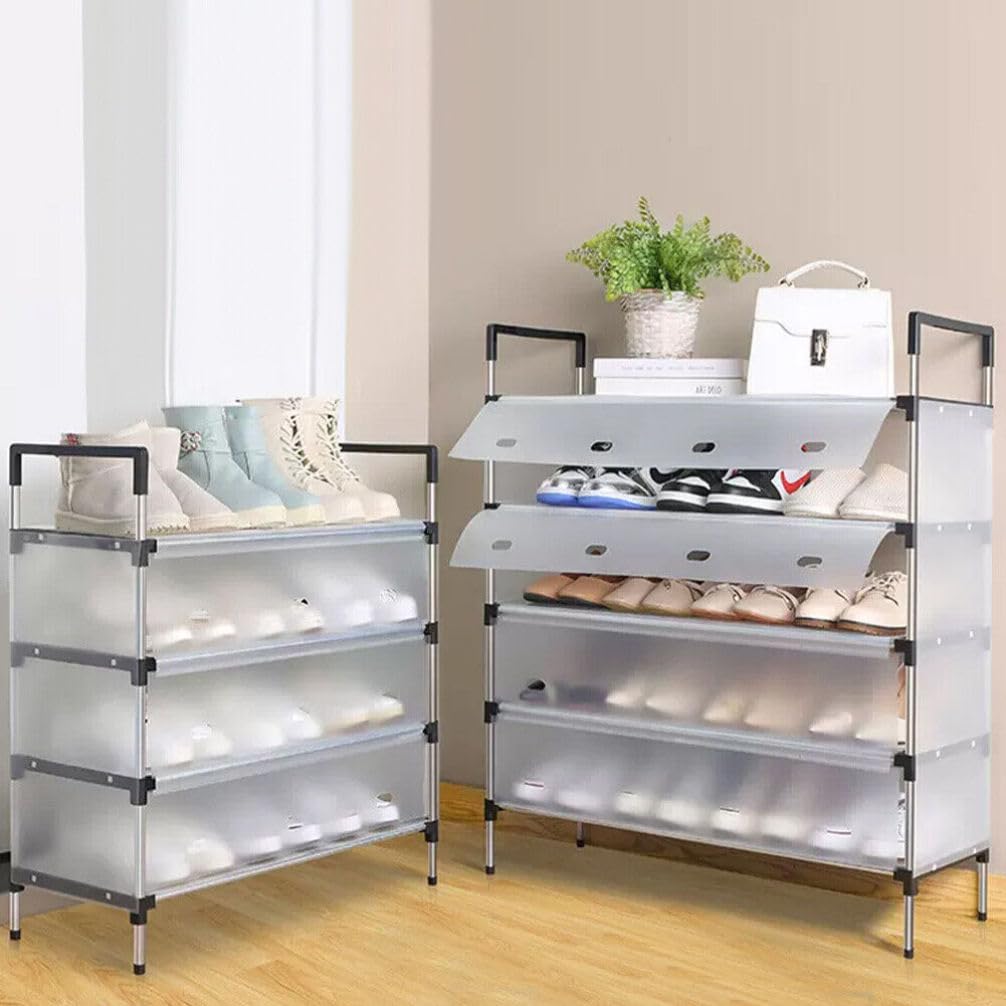 Cabilock Scarpiera a 4 Livelli in Acciaio Inox e Plastica Nera