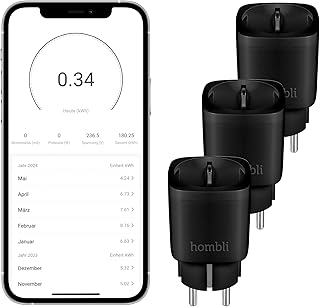 Hombli Smart Steckdose, mit WiFi zur Automatisierung von Geräten, App-Steuerung, Zeitpläne, kompatibel mit Amazon Alexa, Google - 3er Pack, Schwarz