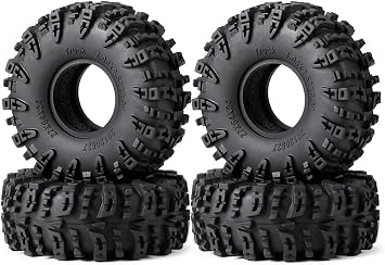 MOHERO 4Pcs 1.1 Tires - 64mm All Terrain Soft Sticky Tires for 1/18 TRX4M 1/24 SCX24 RC Crawlers Car Upgrade PartsStyle A
