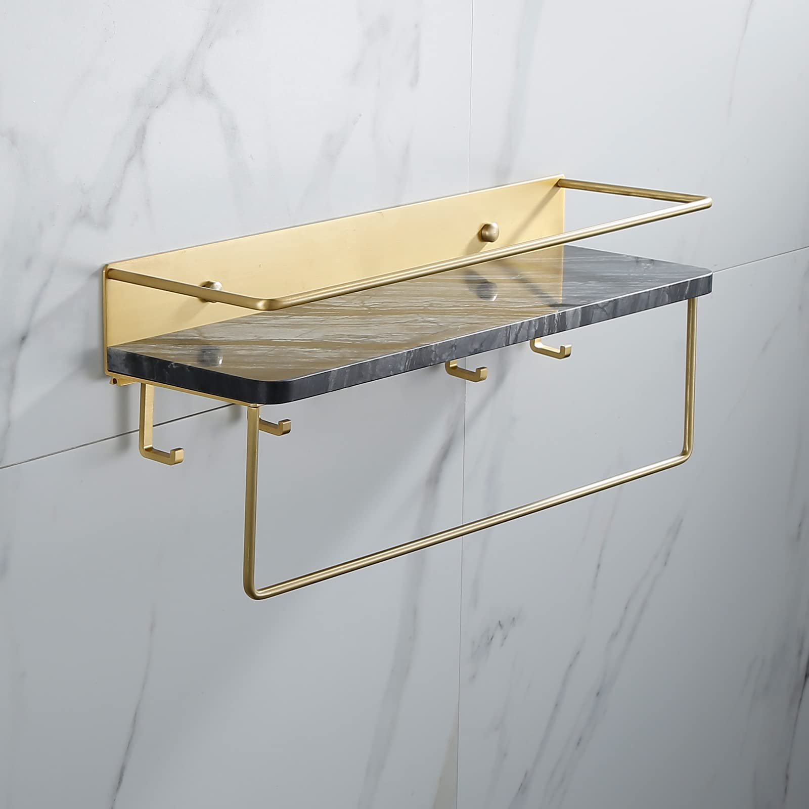 icVantA Kitchen Bathroom Shelves Shower Caddy Wall-Mounted Cosmetic Box Storage Rack Marble Tray Bathrooms Shampoo Shower Gel Organizer