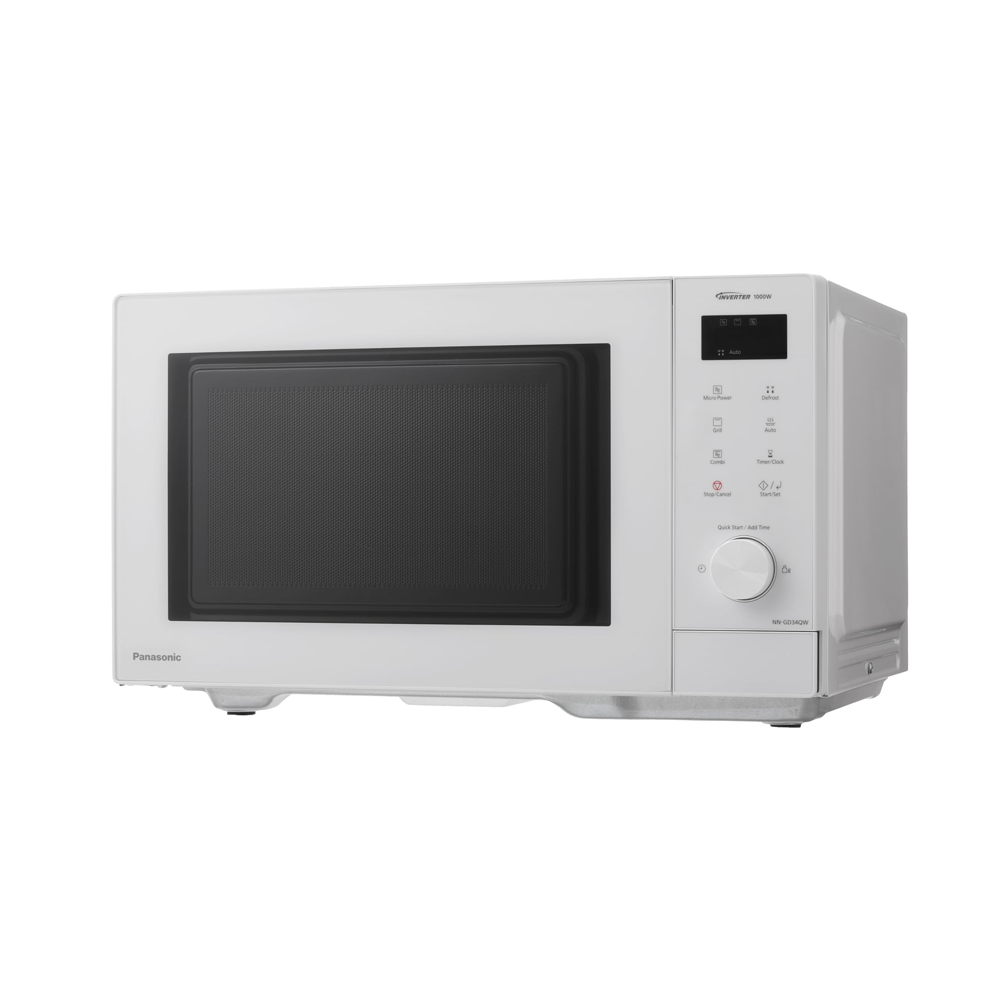 Panasonic NN-GD34QWEPG Forno Microonde con Grill 29L, 1000W, Scongelamento Automatico, Cottura Combinata, Timer, Bianco