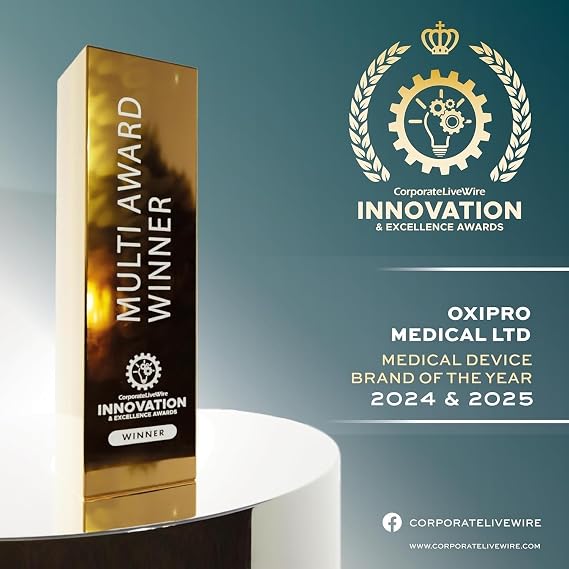 OxiPro OX2 Oximeter - Health & Pharma Awards Winner 2026 - Fingertip Pulse Oximeter/Blood Oxygen Monitor - Finger Oxygen Saturation/SATS Monitor to measure SpO2 / Medical Device for Adults