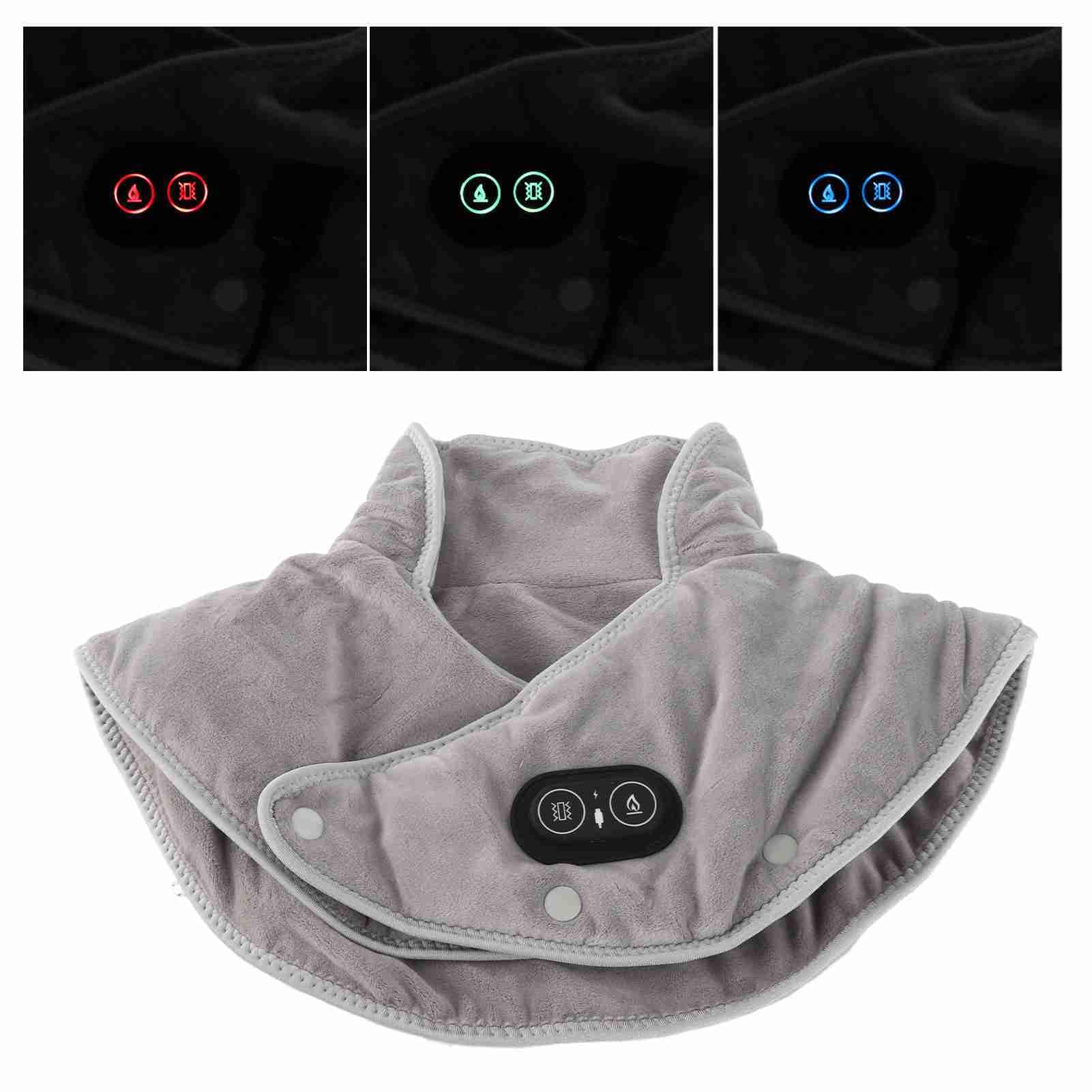 Envoltura Eléctrica para el Cuello Y los Hombros, Almohadilla Térmica para el Cuello Y los Hombros, Masajeador de Vibración, Bufanda Calentada, Soporte Térmico para el Cuello, Calentador para el Cuell