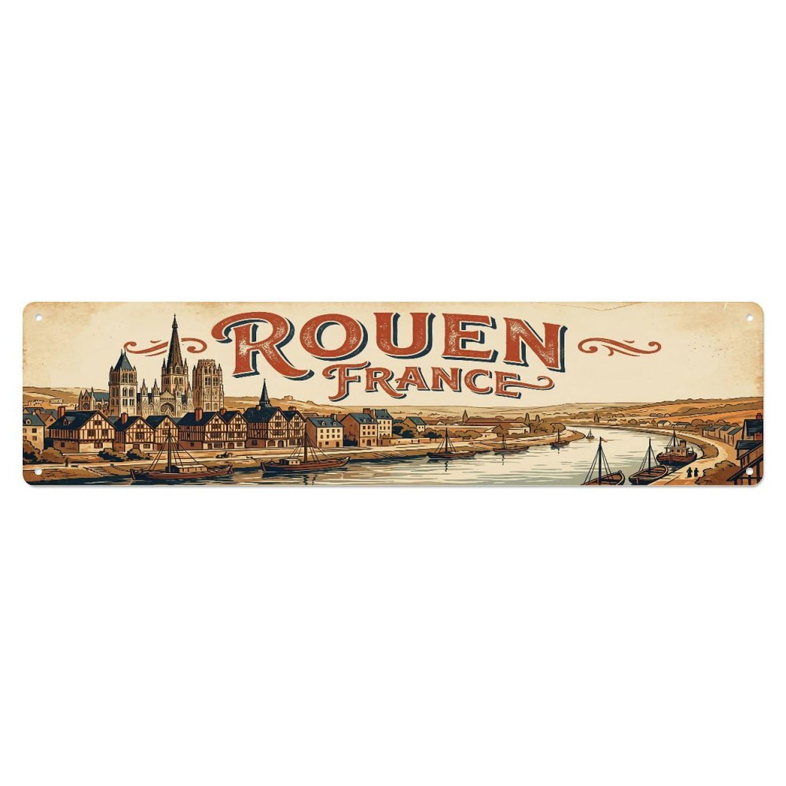 Tgrcjimh Style Metal Tin Sign Retro Travel France Rouen