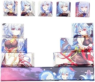 Benemate 12 keycap Set, 5-Side Dye-Sublimation PBT Keycaps, Cherry Profile Custom Keycaps for DIY Cherry MX Mechanical Gaming Keyboards, Genshin Impact Gan Yu