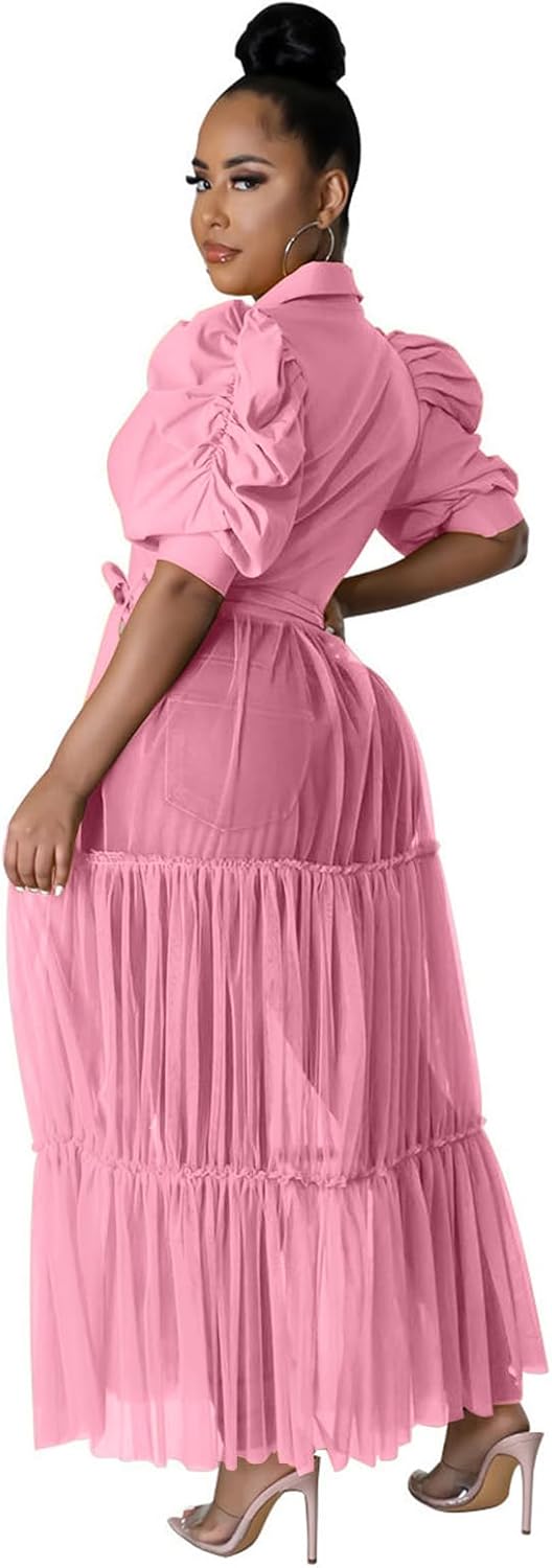 Ekaliy Women Sexy Short Sleeve Bodycon High Low Asymmetrical Ruffle Tunics Blouse Shirt Top Dress - Image 3