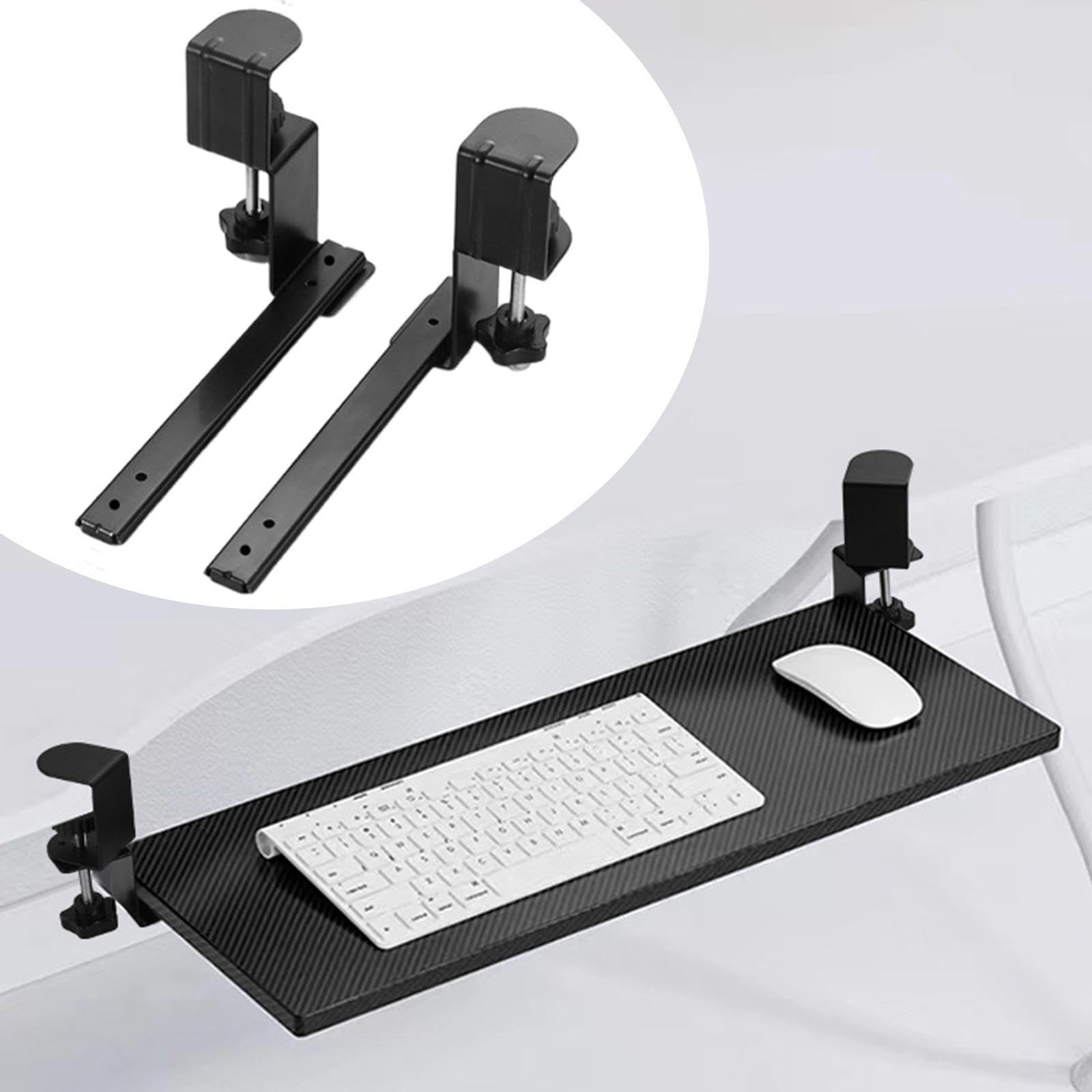 2 x Tastaturablage für den Schreibtisch, verstellbare Schreibtischschienen, einfach zu installieren, platzsparendes Schreibtischzubehör, perfekt für Zuhause und Büro