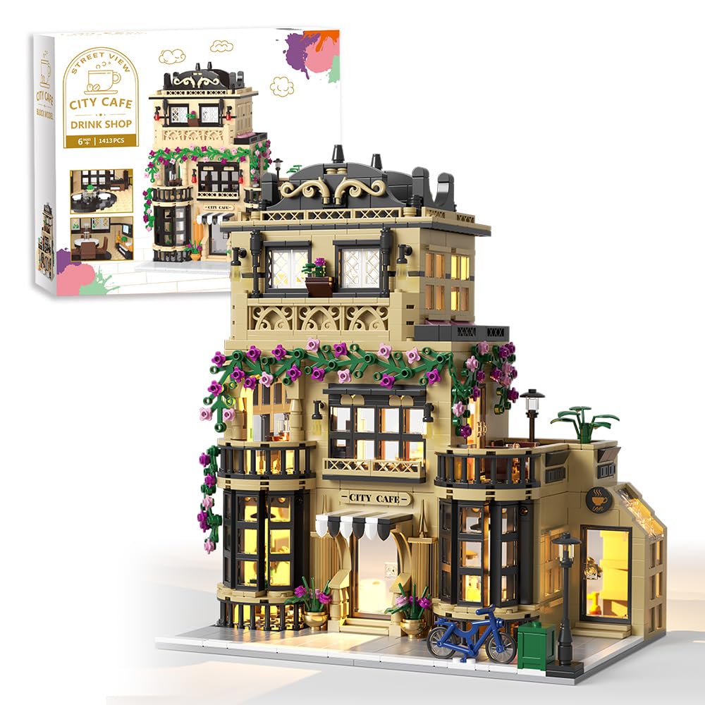 RAVAYO City Cafe Building Blocks Set,Mini Brick Architecture Toy for Adults and Teen 14+