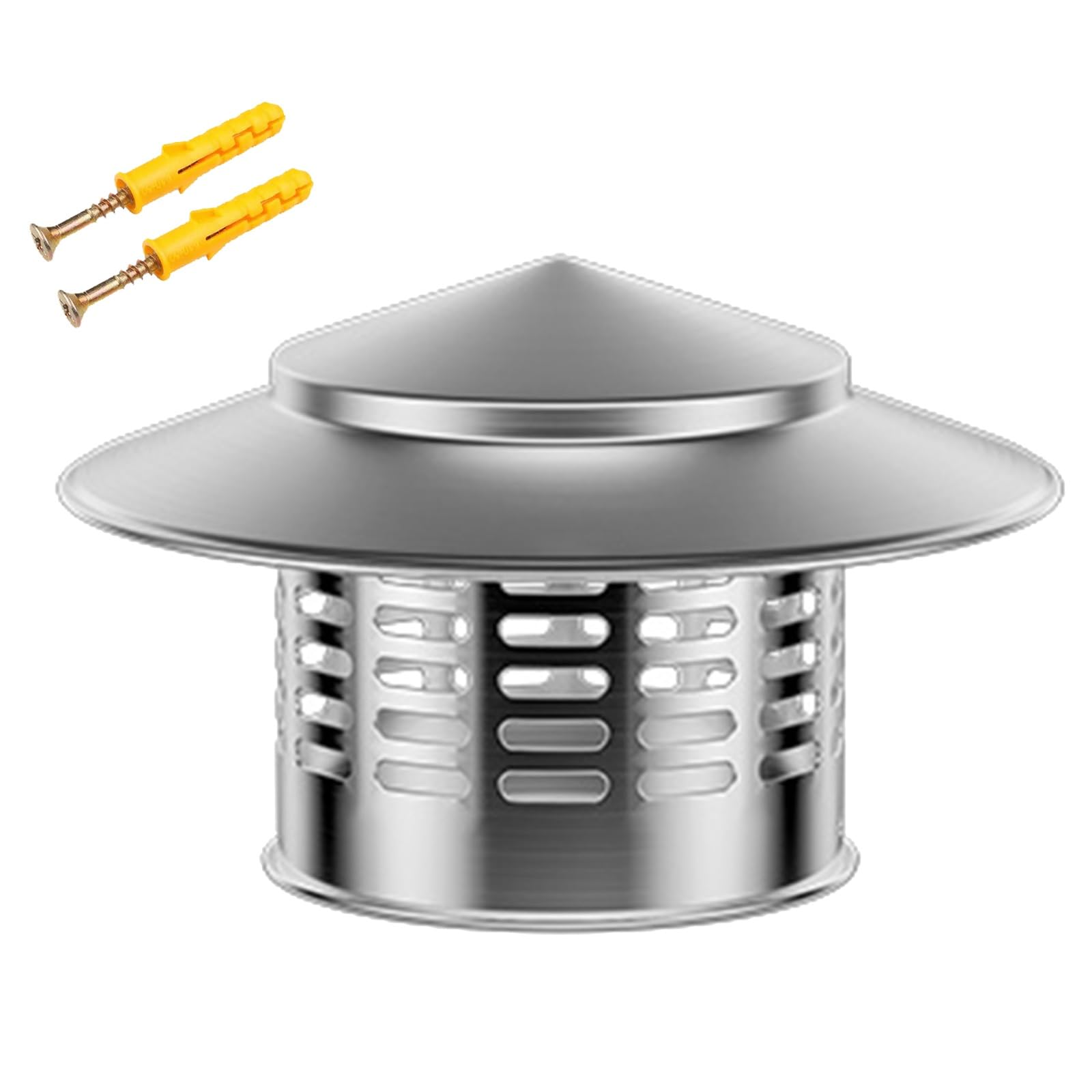 KGLHJDY Stainless Steel Roof Chimney Cowl 75mm 200mm 300mm Bird Guard Rain Cover Cap Round Chimney Cowl for All Types of Chimneys(110mm/4.33in)