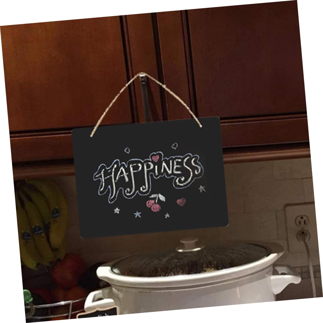 Luxshiny 8Pcs Wooden Hanging Chalkboard Rope Double-Sided Decorative Blackboard for Messages Art and Advertising for Home School or Business Use