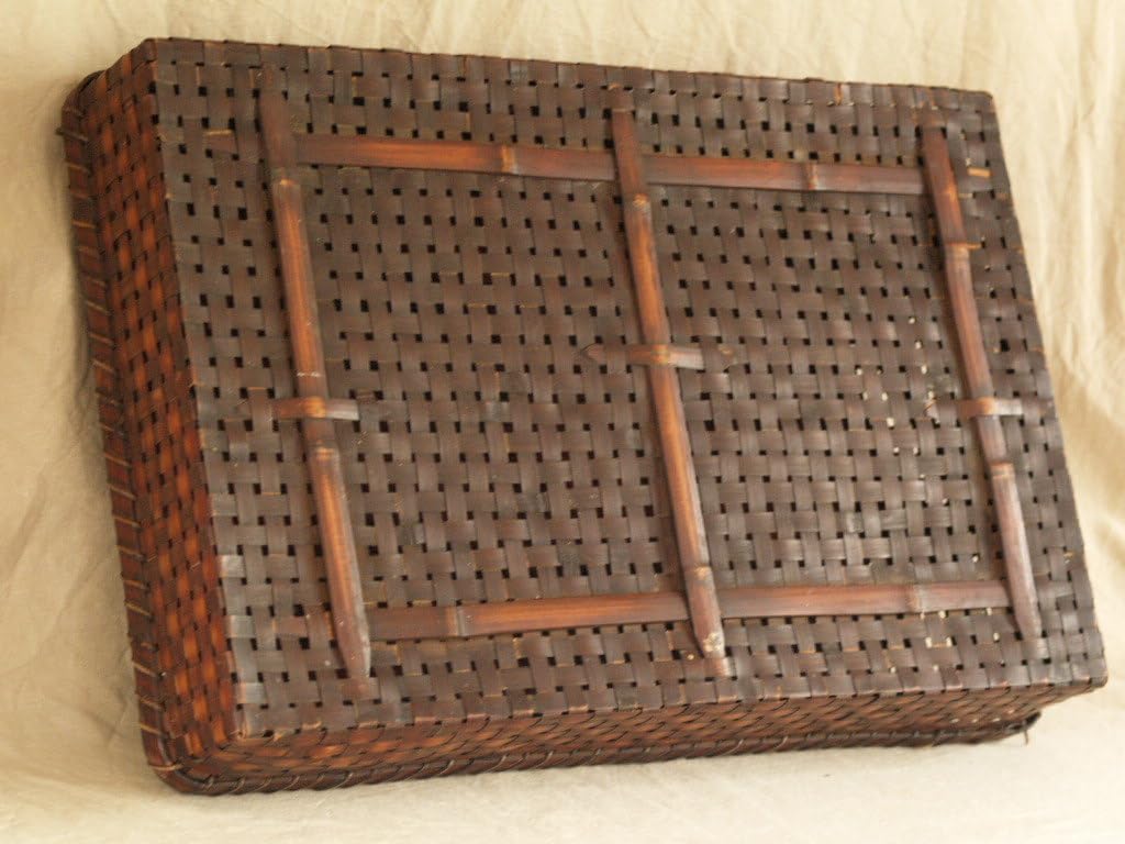 Amazon.co.jp: 大正時代漆塗り竹編み衣桁63cm収納箱和服収納収納