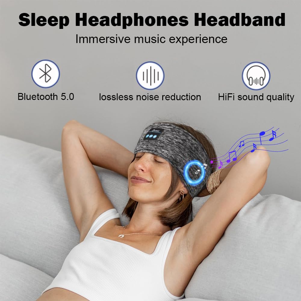 Bandeau Ecouteurs Pour Dormir 3D Bluetooth - Masque De Nuit Anti Bruit Avec Musique Pour Voyage Et Sommeil