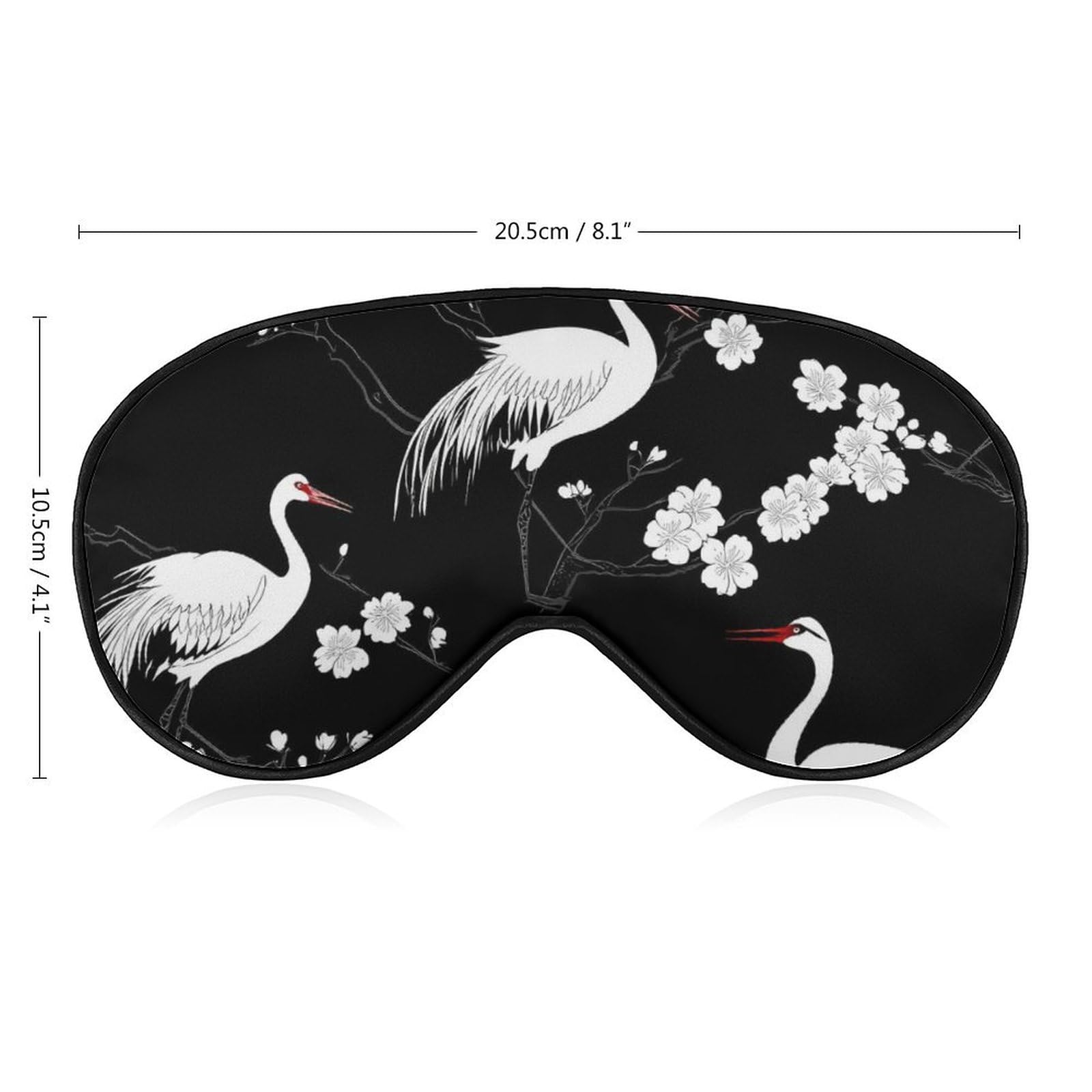 Japanese Crane White Birds Sleep Mask Eye Shade Cover Adjustable Strap for Travel Lunch Break Women Men