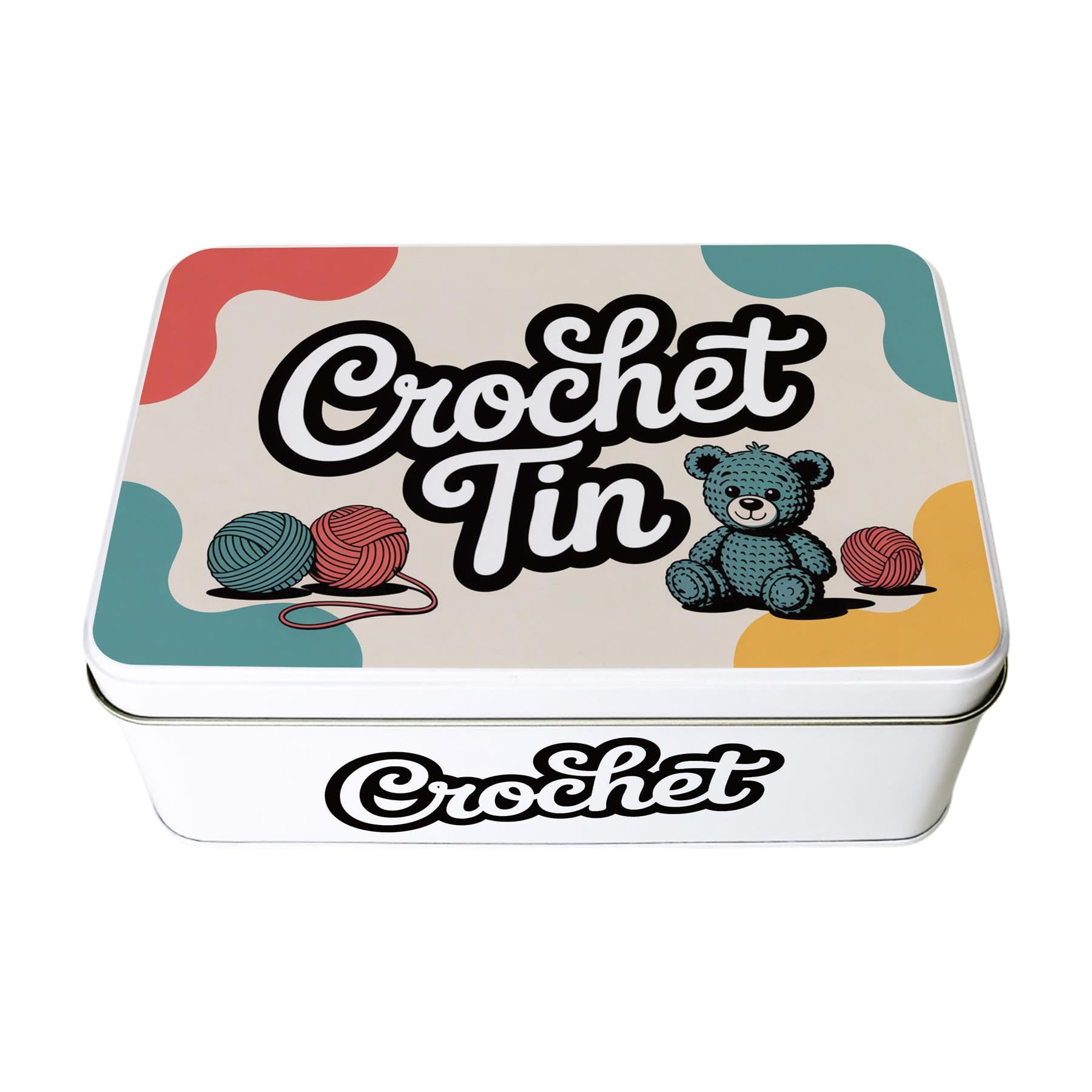 Purely Home Crochet Tin - Retro Square Metal Craft Storage Container Gift 195 x 125 x 75mm