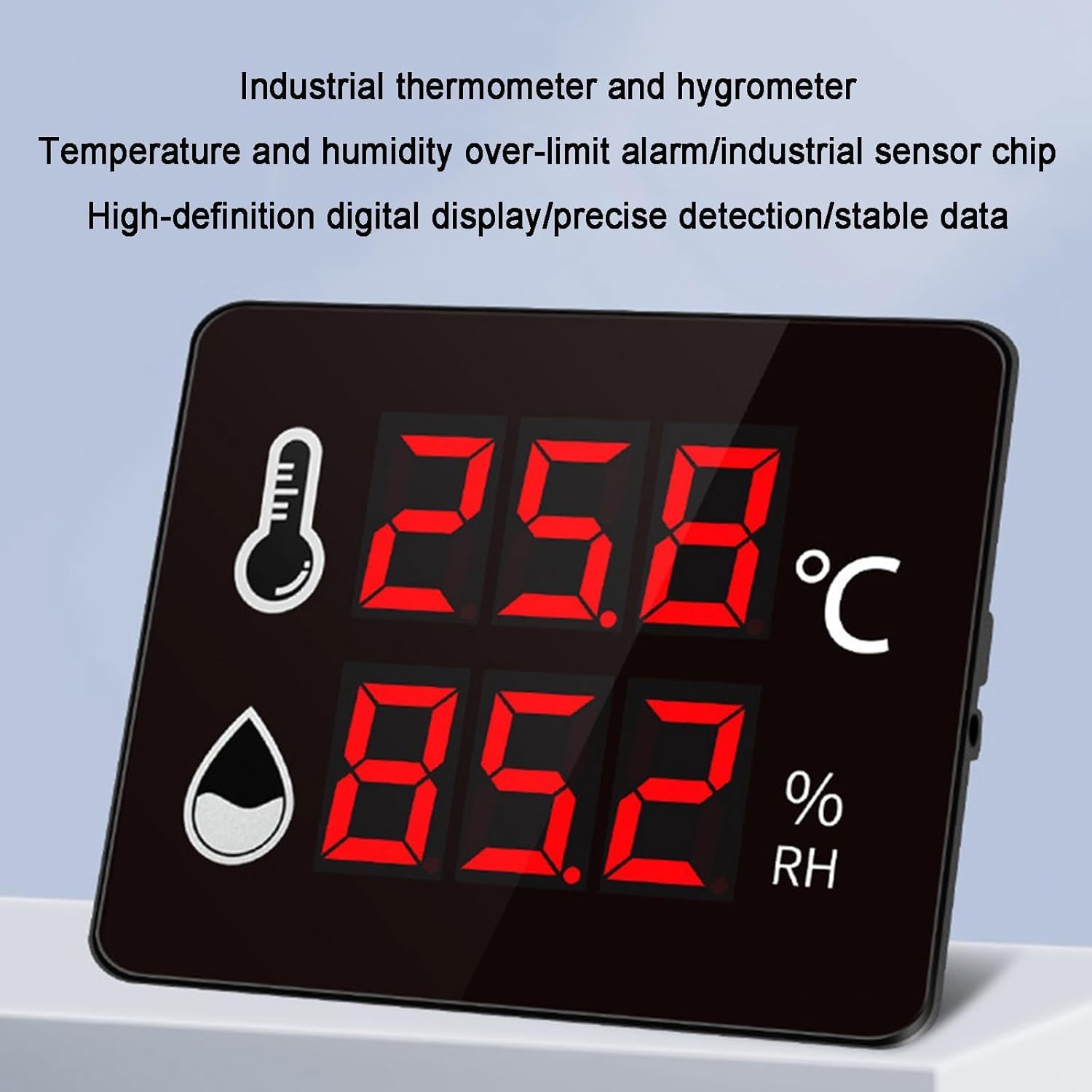 Monitor digitale a sensore, misuratore industriale di temperatura e umidità, temperatura -40~100°C, con display a LED a grande schermo, allarme limite superiore e inferiore, per interni/esterni, indus