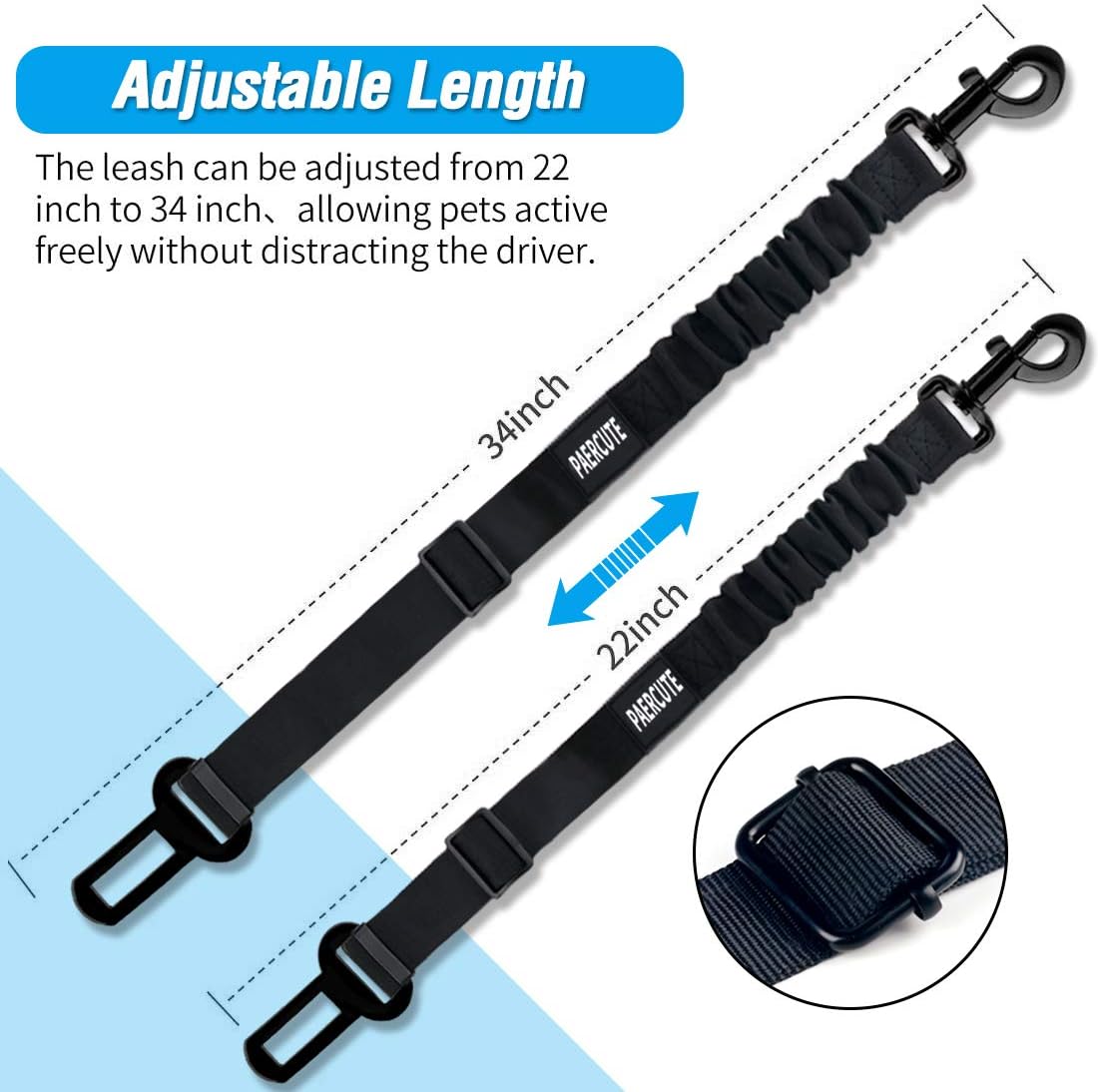 Dog Seat Belt, 2 Pack Pet Car Seat Belts Adjustable Heavy Duty & Elastic Vehicle Dog Safety Belt Harness for Travel Daily Use - Compatible with Any Pet Harness : Kitchen & Dining