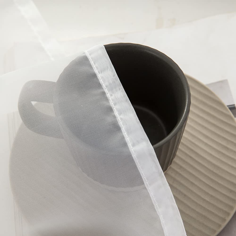 MIULEE Voile Blanc Lot de 4 140x215cm Transparent Rideau Tige de Poche | Voile Transparent Lisse à Tige de Poche, Rideaux Fenêtre Elégant Pour Chambre et Salon, Couleur Unie